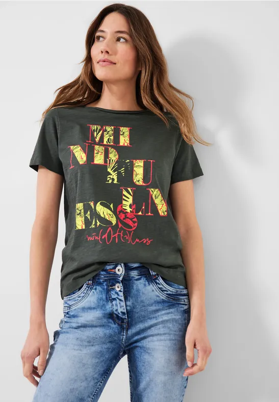 T-shirt met fotoprint easy khaki