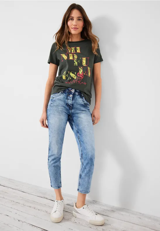 T-shirt met fotoprint easy khaki