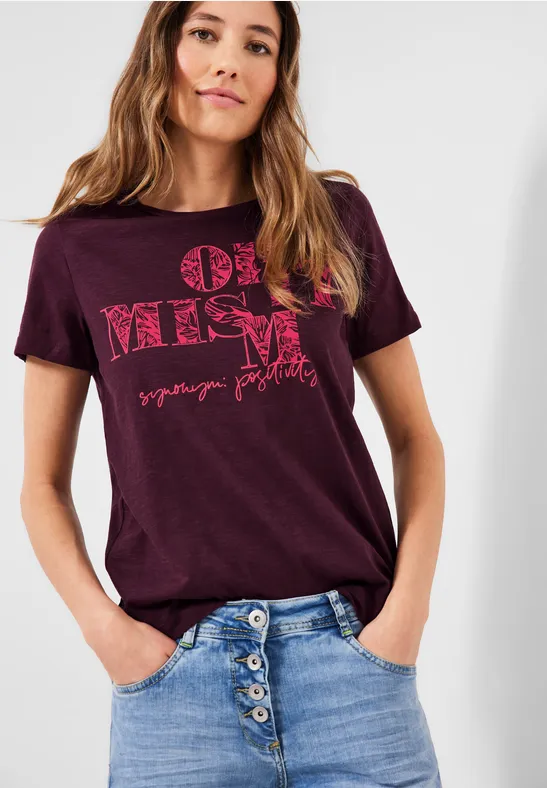 T-shirt met fotoprint wineberry red