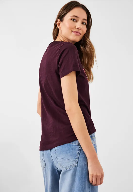 T-shirt met fotoprint wineberry red
