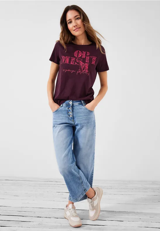 T-shirt met fotoprint wineberry red