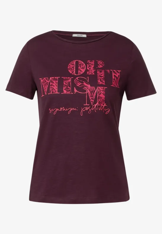 T-shirt met fotoprint wineberry red