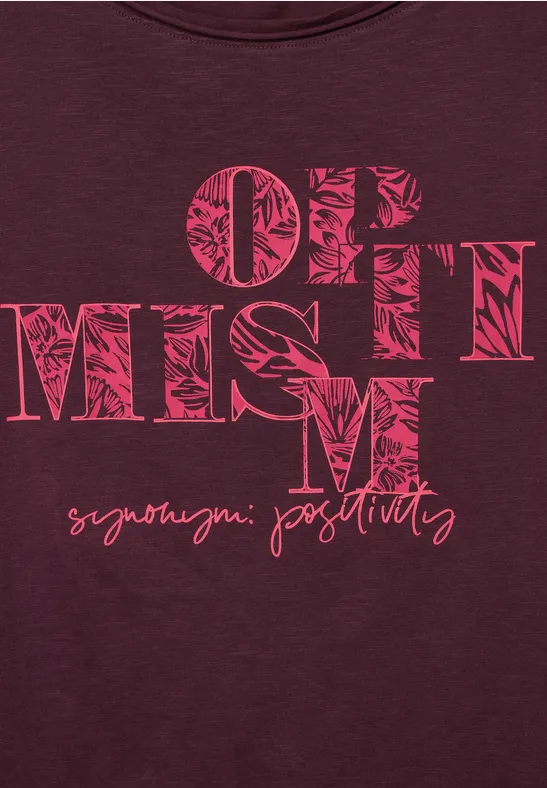 T-shirt met fotoprint wineberry red