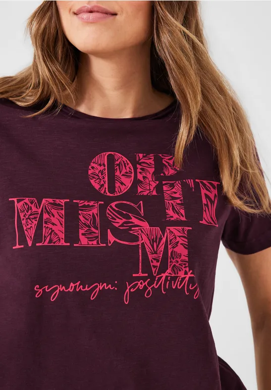 T-shirt met fotoprint wineberry red