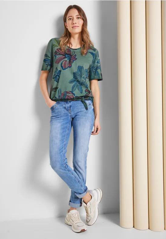 T-Shirt mit Blumenprint easy khaki
