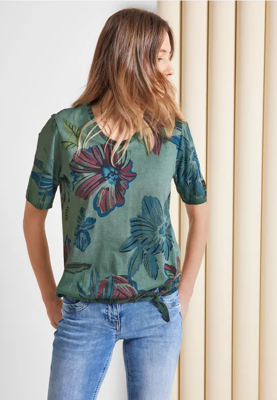 T-Shirt mit Blumenprint easy khaki