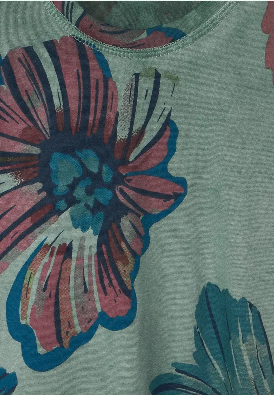 T-Shirt mit Blumenprint easy khaki