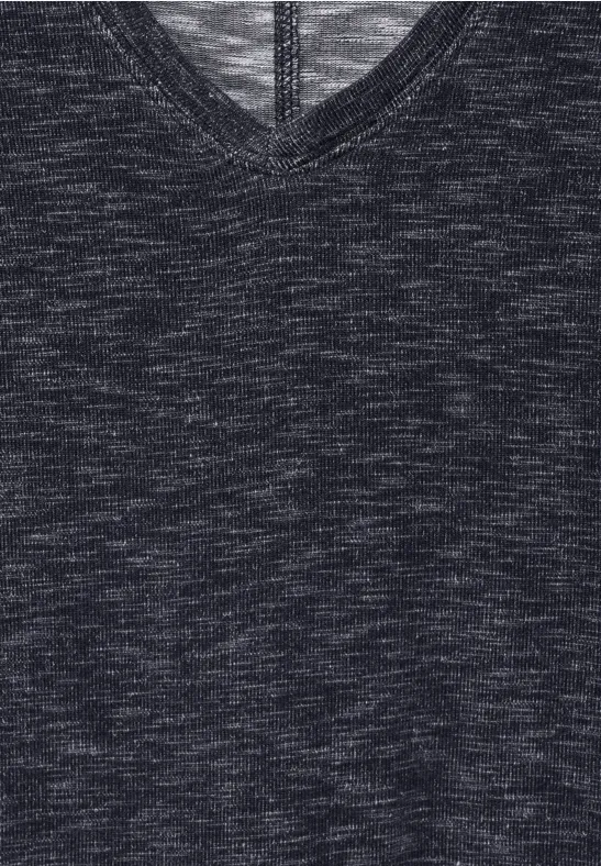 T-shirt in gemengde look deep blue melange