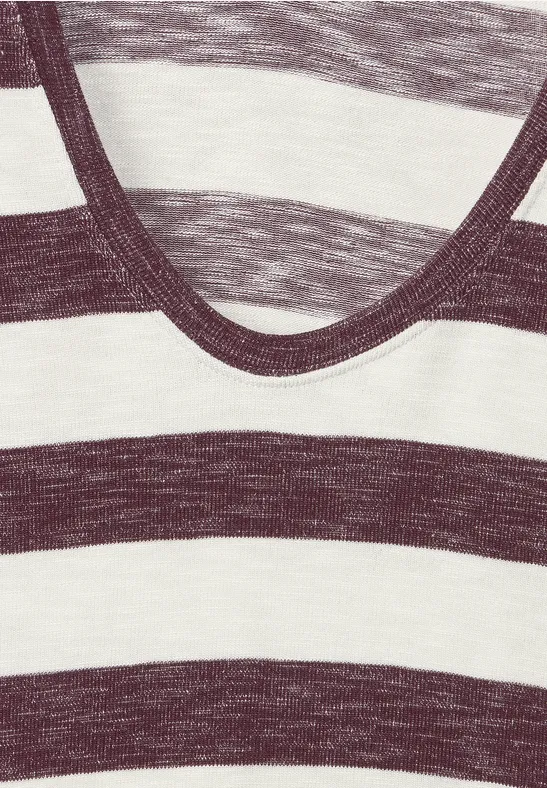 Gemêleerd T-shirt met strepen wineberry red melange