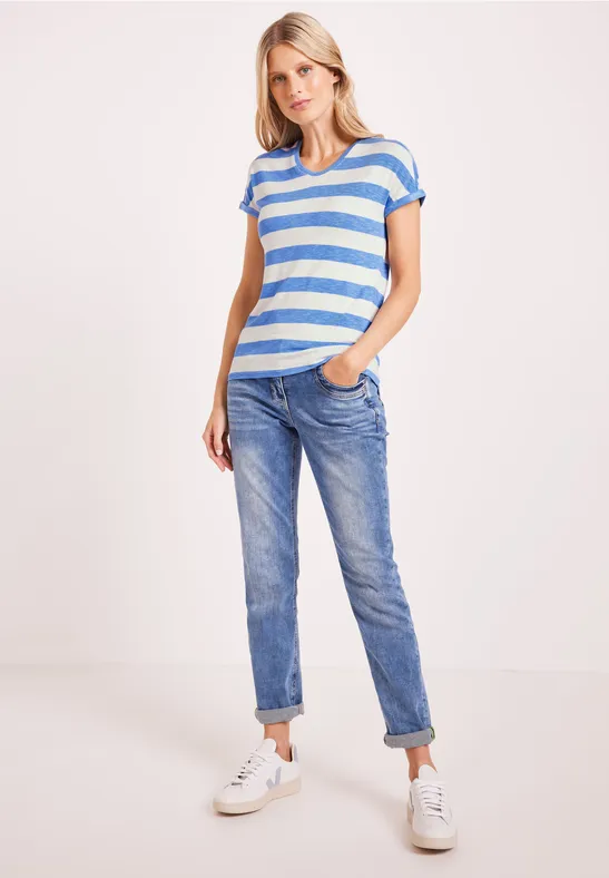 Gemêleerd T-shirt met strepen marina blue melange