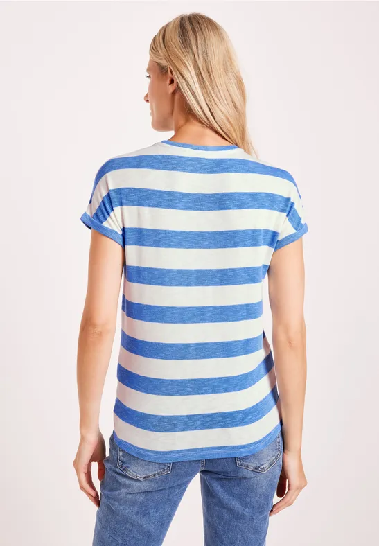 Gemêleerd T-shirt met strepen marina blue melange