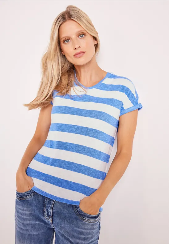 Gemêleerd T-shirt met strepen marina blue melange