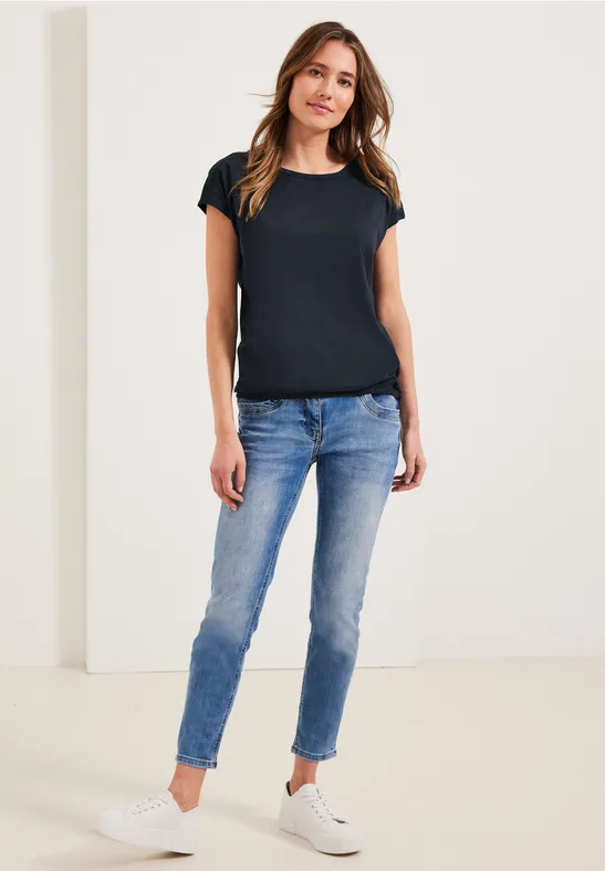 T-shirt avec empiècements en dentelle deep blue