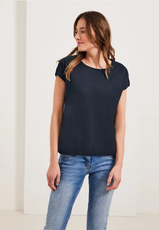 T-shirt avec empiècements en dentelle deep blue