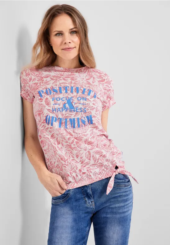 T-shirt met strikje strawberry red
