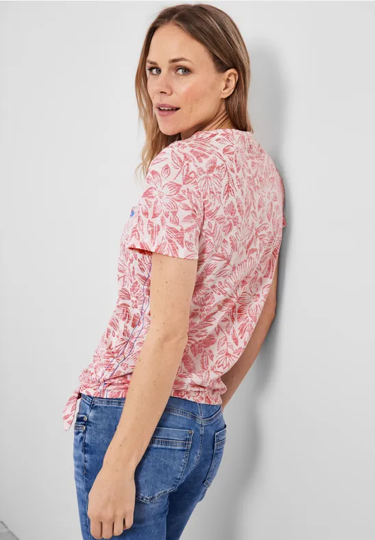 T-shirt met strikje strawberry red