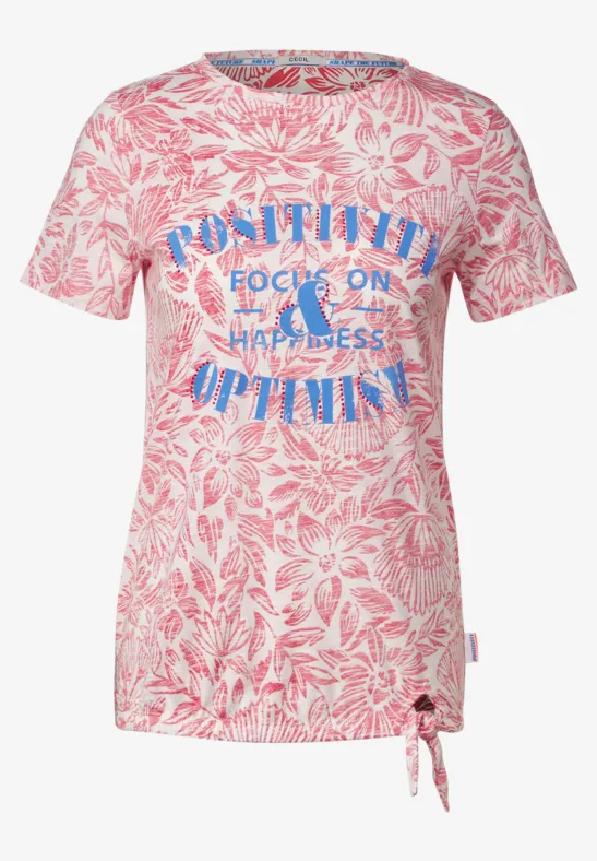T-shirt met strikje strawberry red