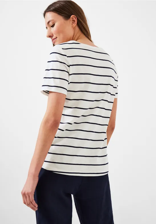 T-Shirt mit Streifenmuster vanilla white