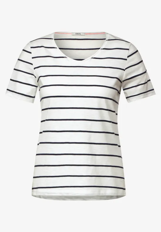 T-Shirt mit Streifenmuster vanilla white