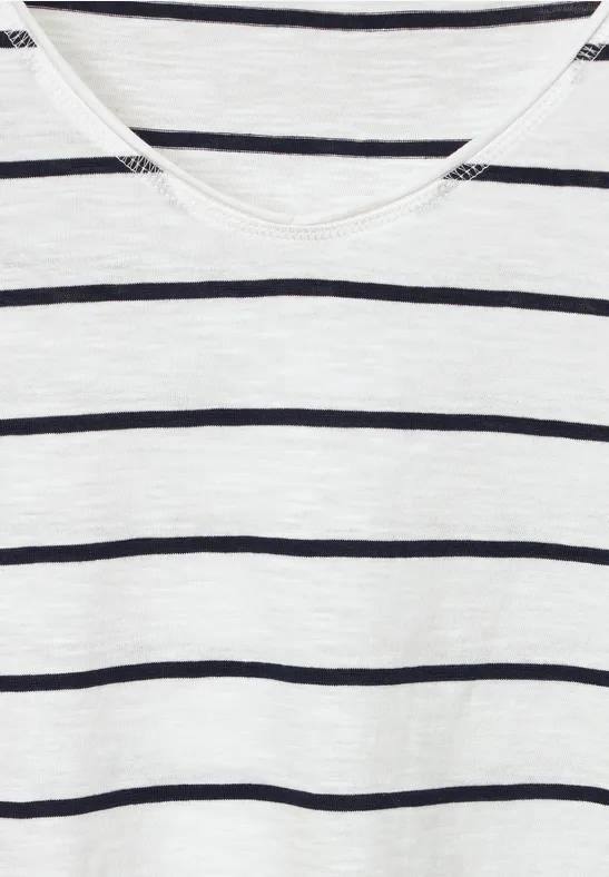 T-Shirt mit Streifenmuster vanilla white