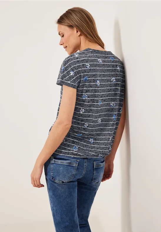 Burnout T-shirt met print burn out deep blue