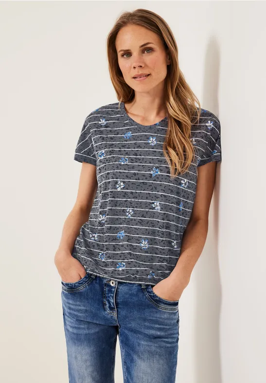 Burnout T-shirt met print burn out deep blue