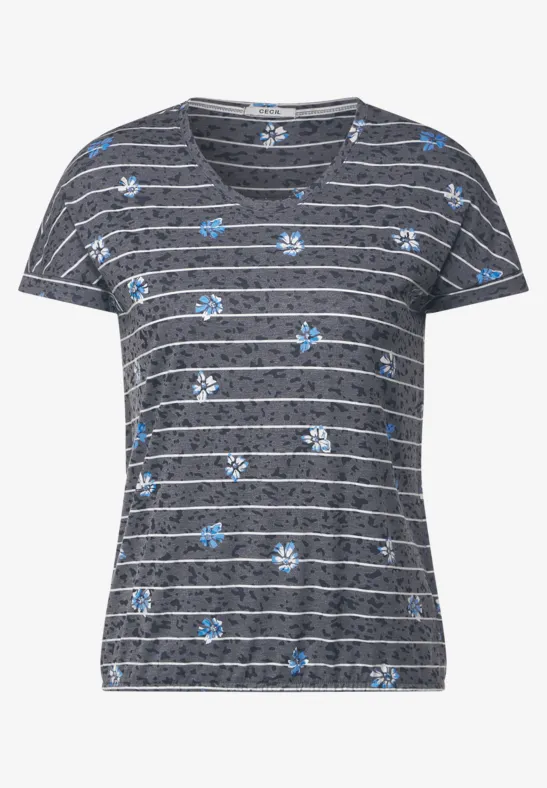 Burnout T-shirt met print burn out deep blue