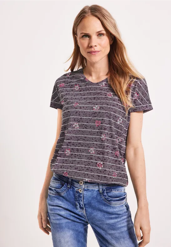 Burnout T-shirt met print burn out wineberry red
