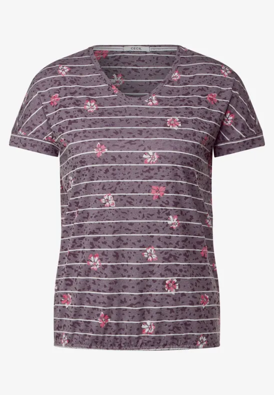 Burnout T-shirt met print burn out wineberry red