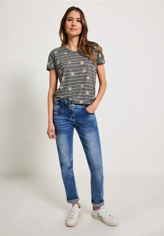 Burnout T-shirt met print burn out easy khaki