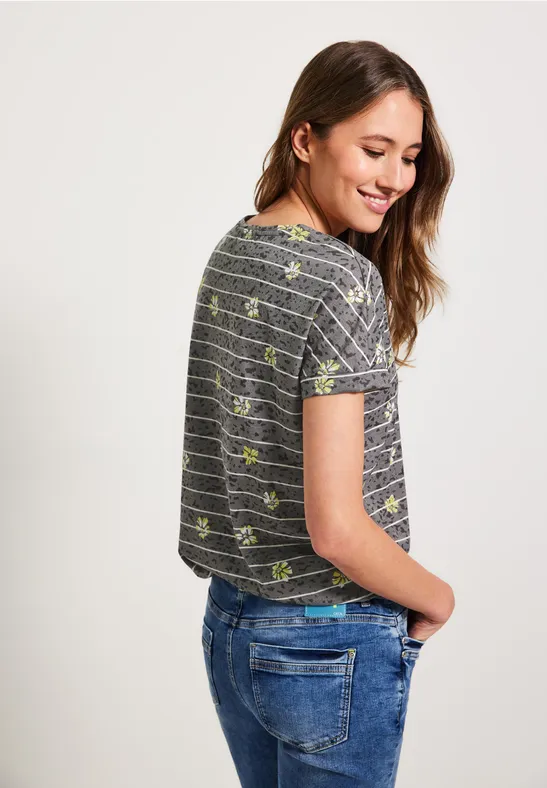 Burnout T-shirt met print burn out easy khaki
