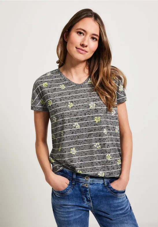Burnout T-shirt met print burn out easy khaki