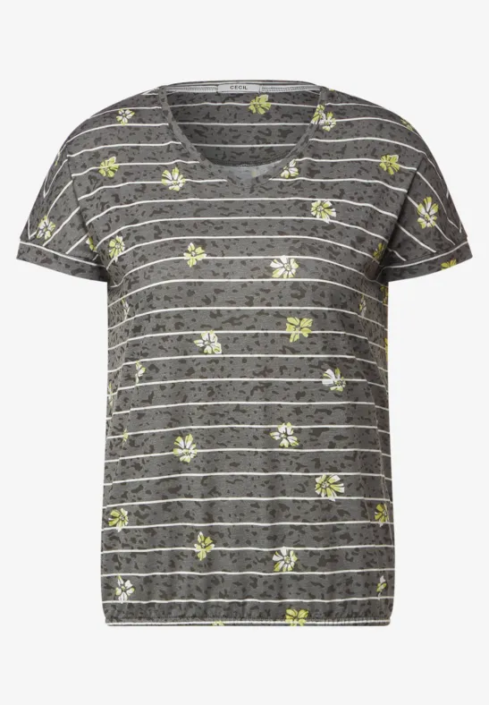 Burnout T-shirt met print burn out easy khaki