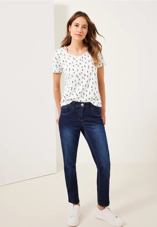 T-shirt met onopvallende ikat-print vanilla white