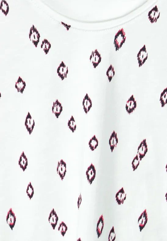 T-shirt met onopvallende ikat-print vanilla white