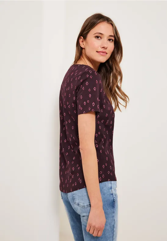 T-shirt met onopvallende ikat-print wineberry red