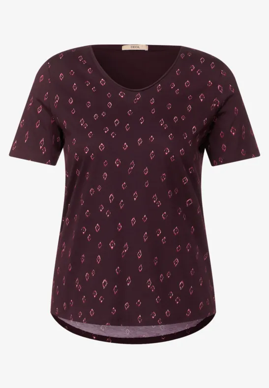 T-shirt met onopvallende ikat-print wineberry red