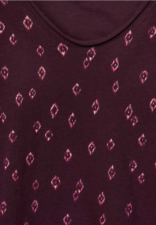 T-shirt met onopvallende ikat-print wineberry red