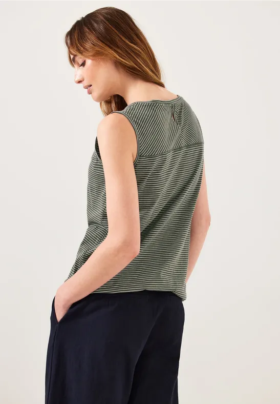 Gestreepte top met V-hals sporty khaki