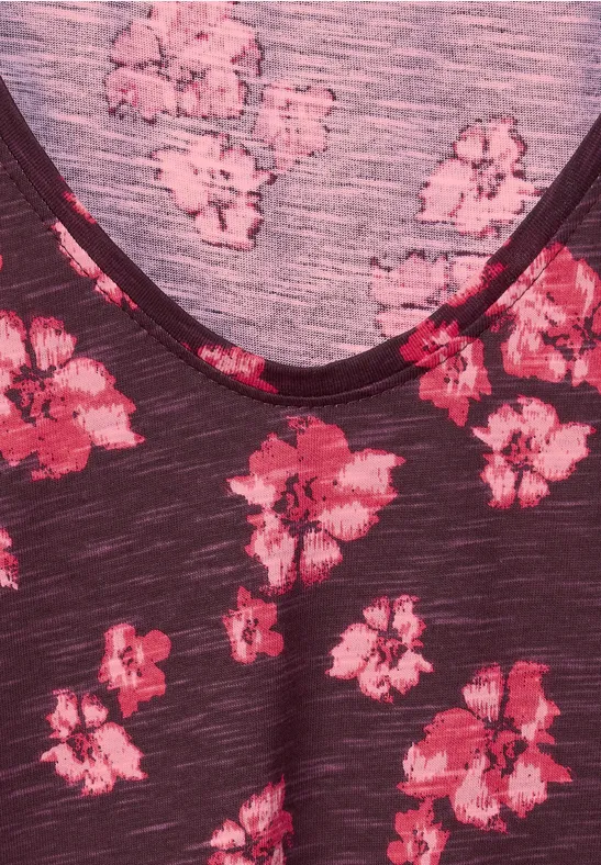 Printshirt mit Smockdetail wineberry red