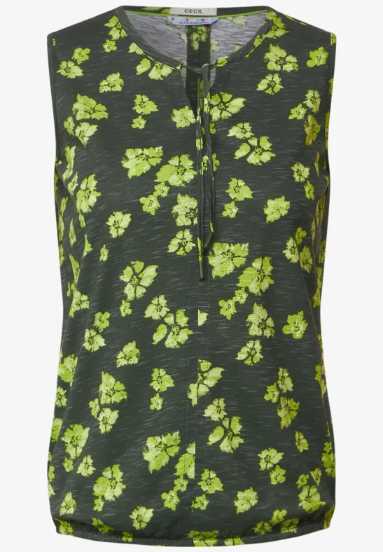 Top met onopvallend patroon sporty khaki