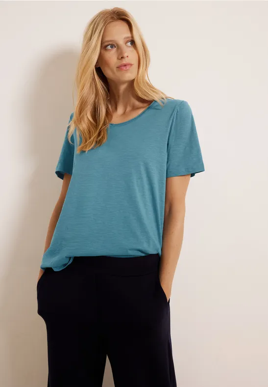 Basic T-shirt in effen kleur adriatic blue