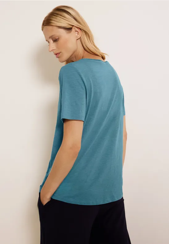 Basic T-shirt in effen kleur adriatic blue