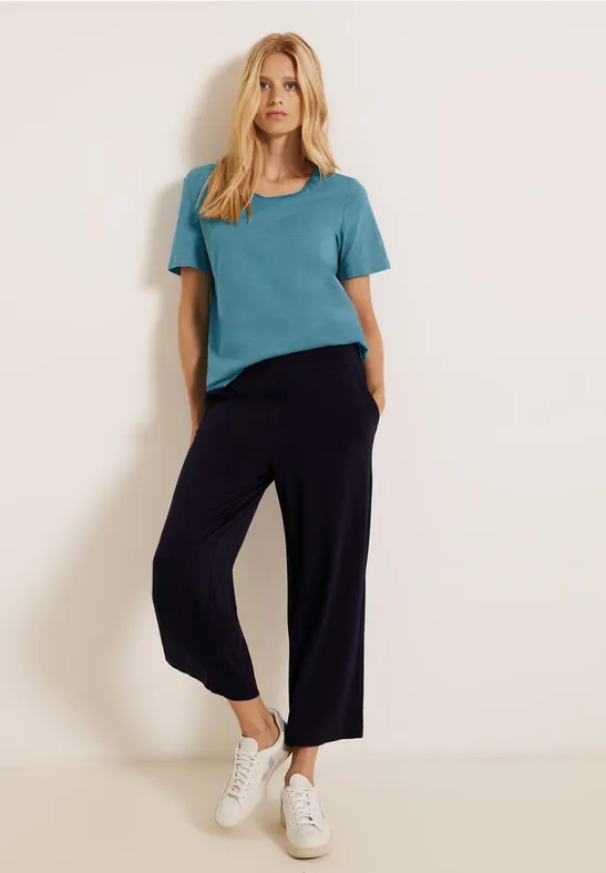 Basic T-shirt in effen kleur adriatic blue