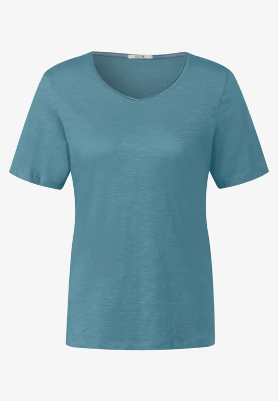 Basic T-shirt in effen kleur adriatic blue