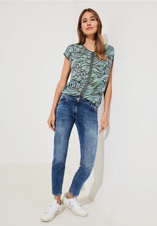 Shirt van materiaalmix sporty khaki