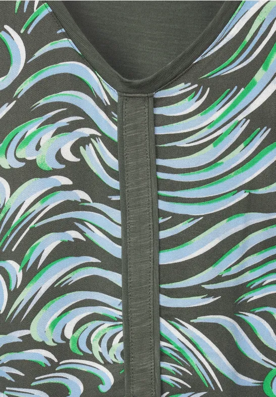 Shirt van materiaalmix sporty khaki