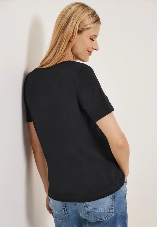 Basic T-shirt met V-hals Black