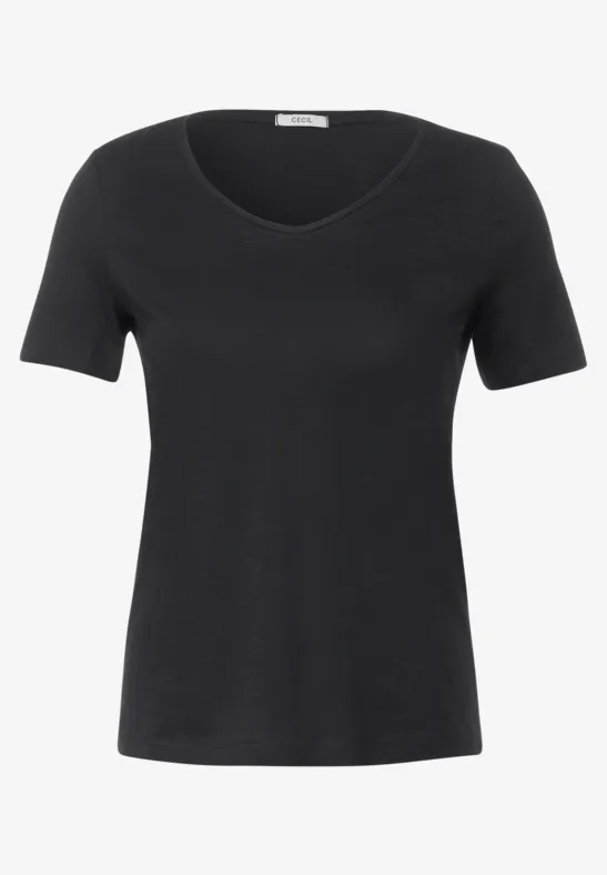 Basic T-shirt met V-hals Black