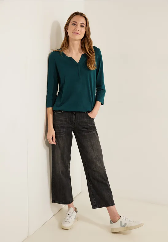 Tunikashirt in Unifarbe deep lake green